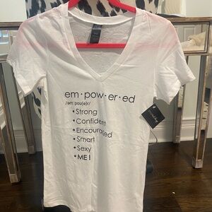 Smart & Sexy White Empowered V-Neck Tee size small ,brand new with tags,perfect